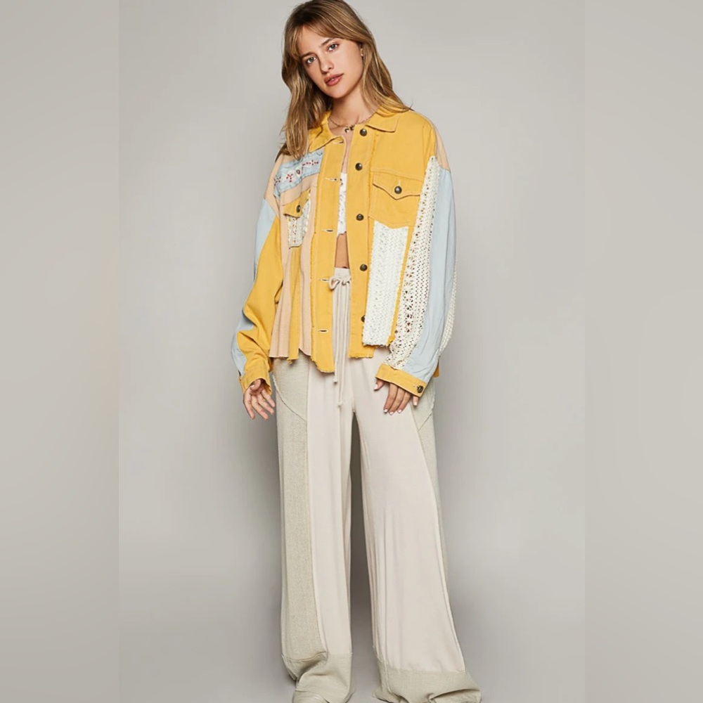 POL Yellow and Blue Patchwork Jacket NWT - image 2